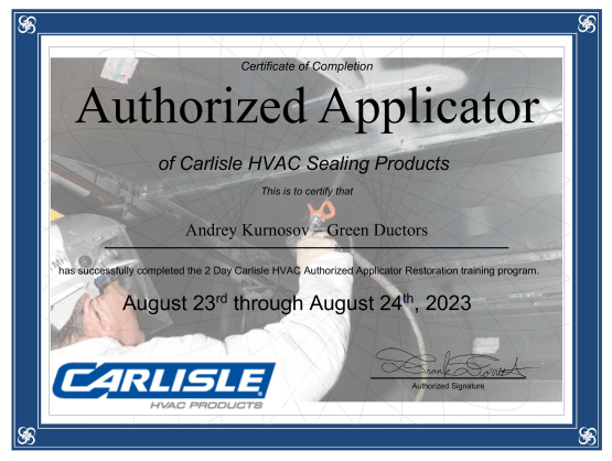 Authorized Applicator HVAC certifications Andrei Kurnosov