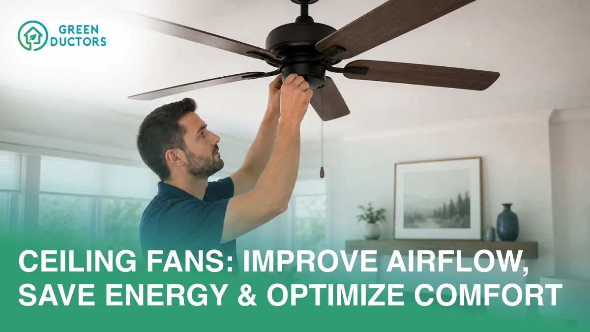 Ceiling fan installation to improve airflow and energy efficiency